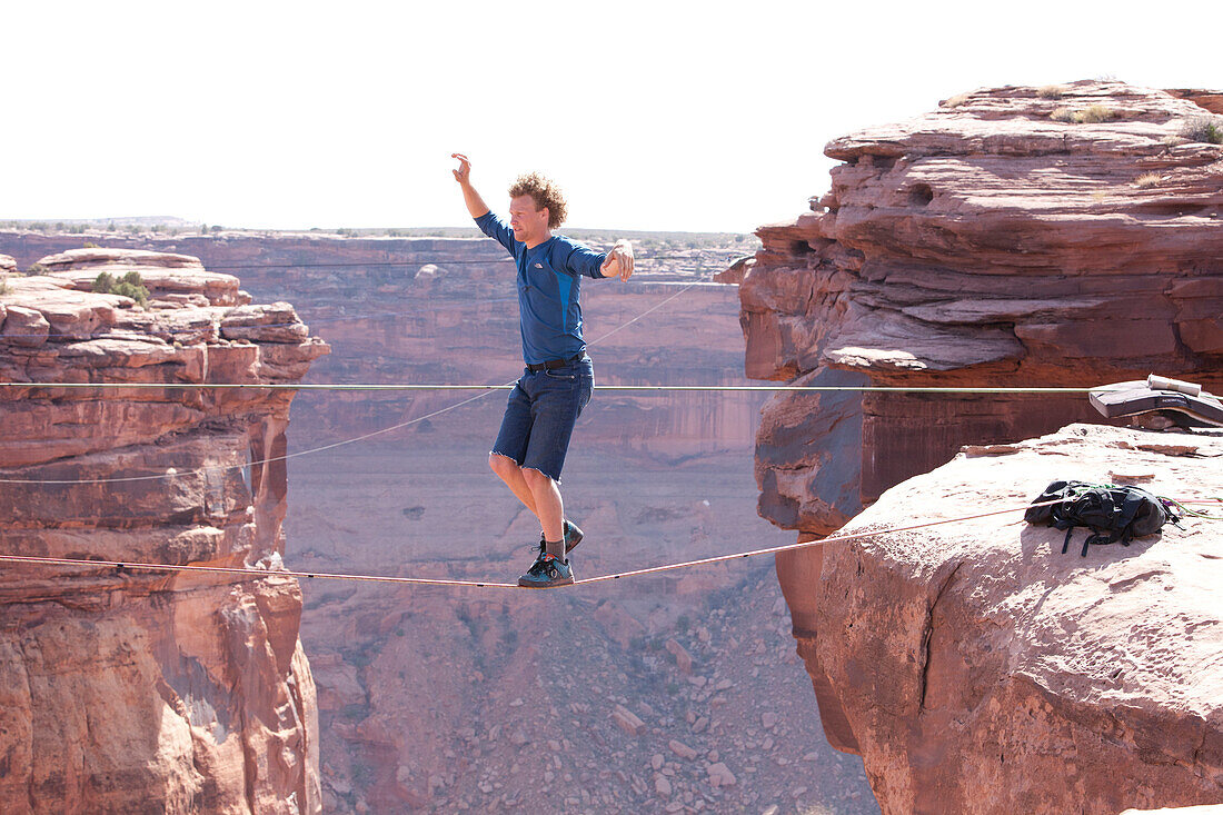 Andy Lewis free soloing a highline at the Fruit Bowl in the film Sketchy Andy, Moab Utah