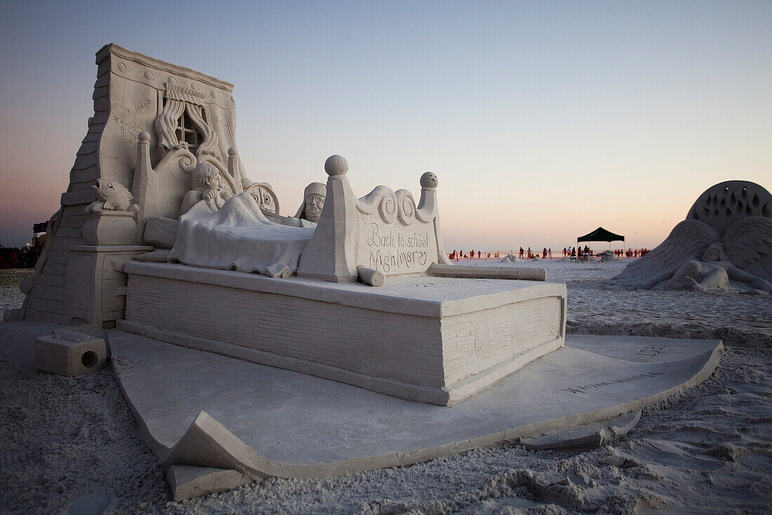 A sand sculpture on the beach during a competition in Siesta Key, FL.