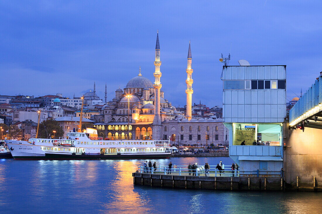Yeni Mosque and Galata Bridge, Istanbul, Turkey, Europe