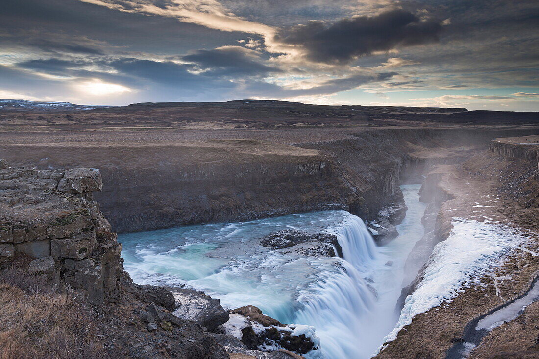 Gullfoss waterfall during winter, Iceland, Polar Regions