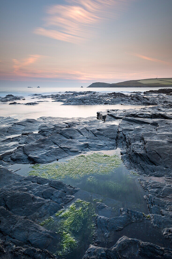 Evening over Trevose Head from Booby's Bay, North Cornwall, England, United Kingdom, Europe