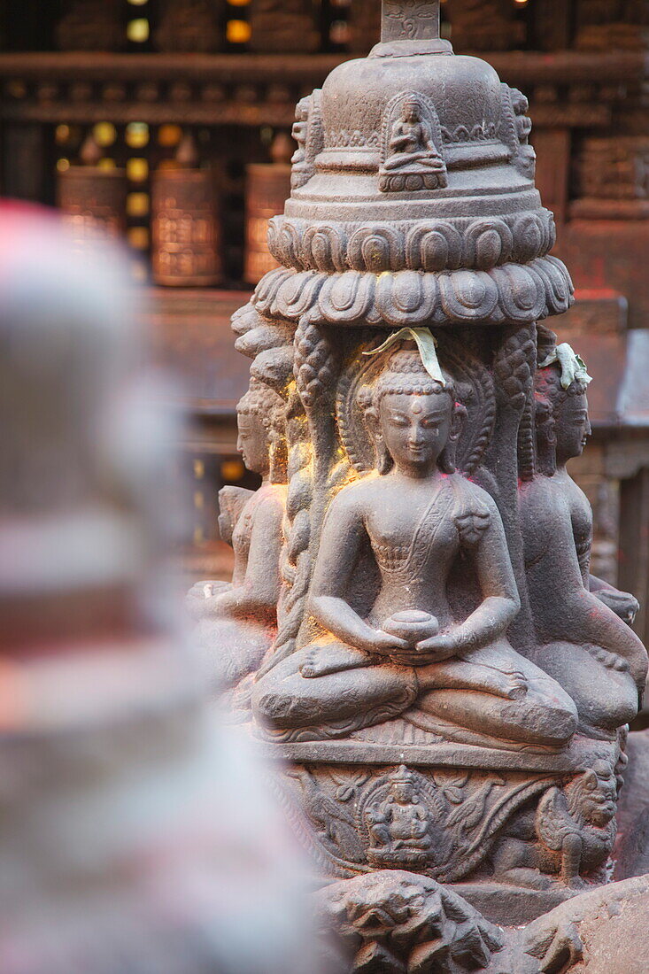 Statues at Swayambhunath Stupa, UNESCO World Heritage Site, Kathmandu, Nepal, Asia