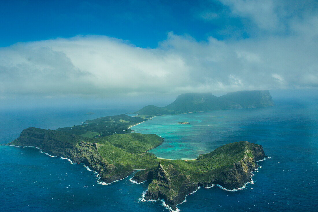 Aerial of Lord Howe Island, UNESCO World Heritage Site, Australia, Tasman Sea, Pacific