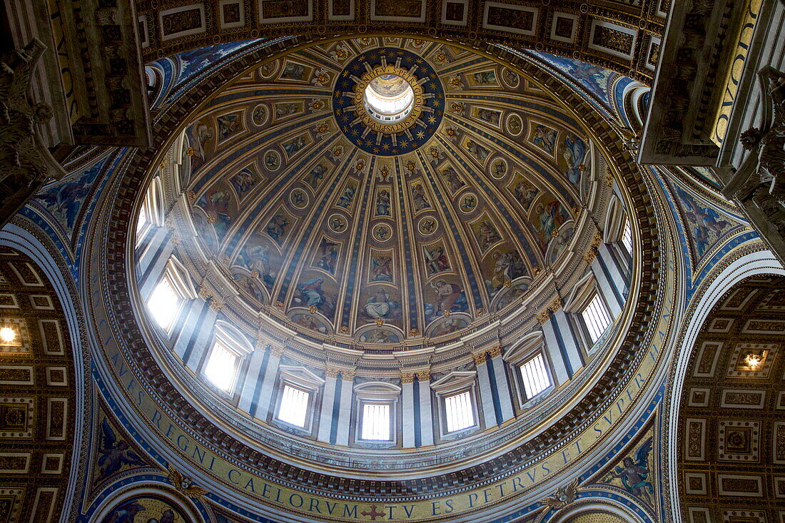 Interior view of the dome of St. Peter's Basilica, Vatican, Rome, Lazio, Italy, Europe