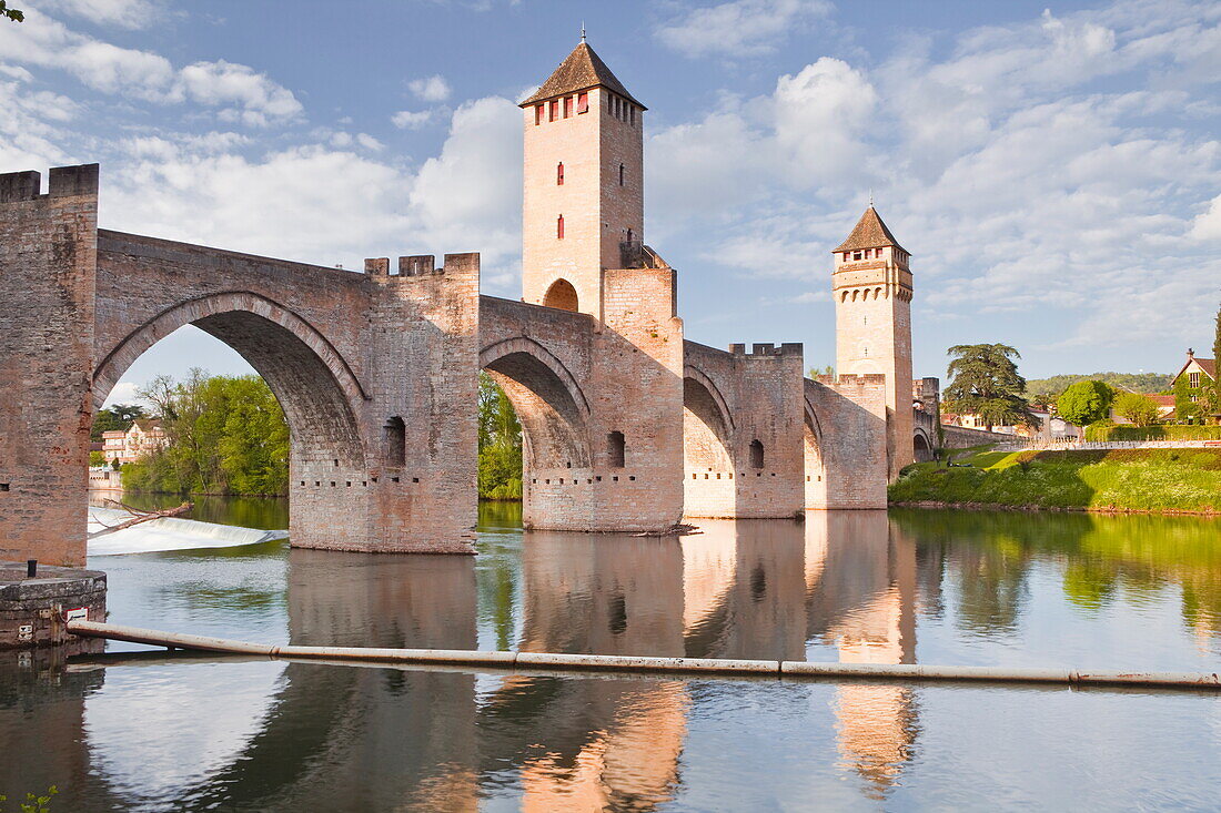 Pont Valentre in the city of Cahors, Lot, France, Europe