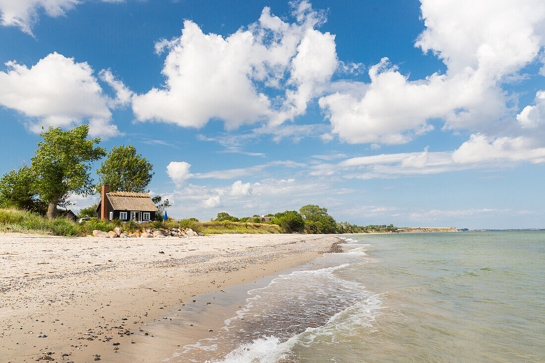 House at Baltic Sea beach, Rytsebaek, Mon island, Denmark