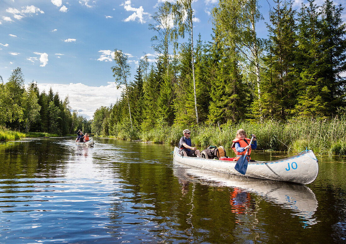 Two canoes on lake Vaermeln, Vaermland, Sweden