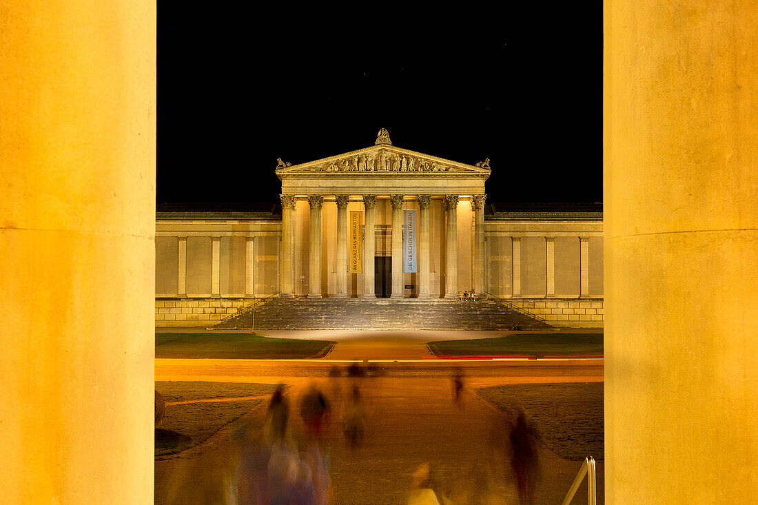 Koenigsplatz square at night, Munich, Upper Bavaria, Bavaria, Germany