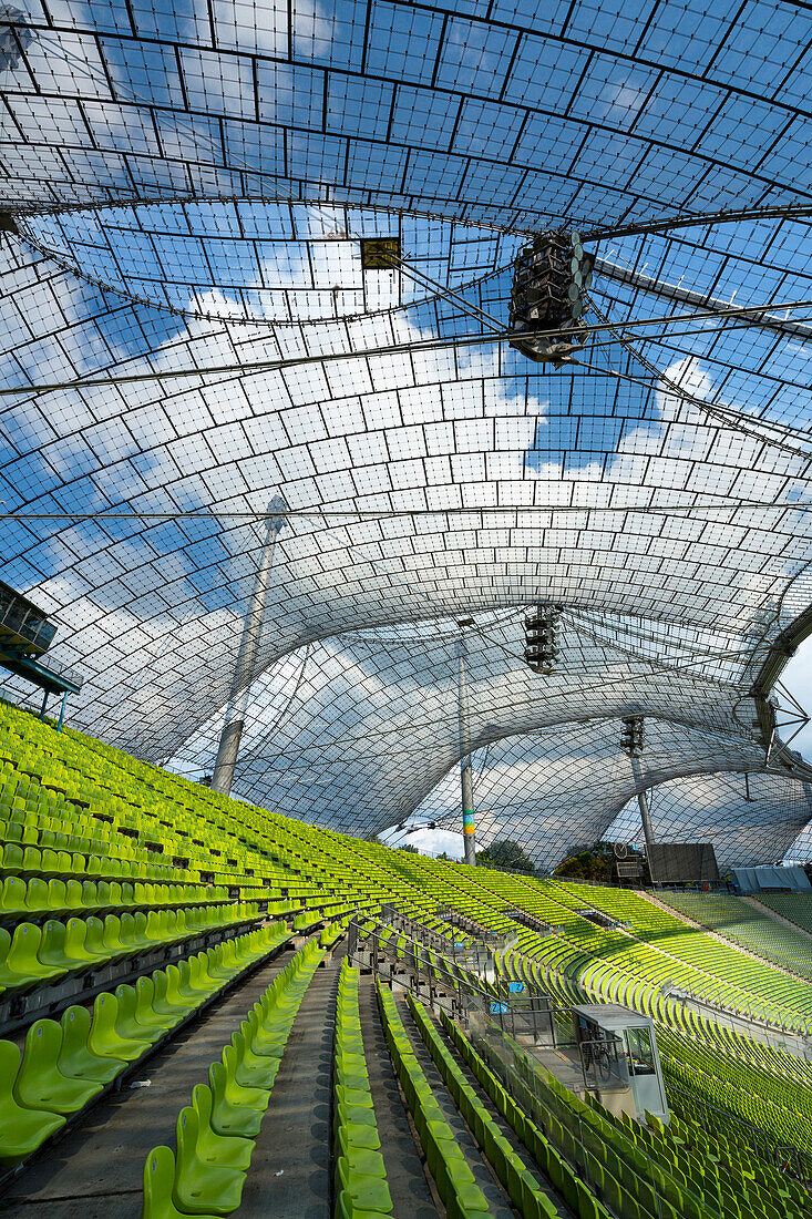 Zeltdach des Olympiastadions, München, Oberbayern, Bayern, Deutschland