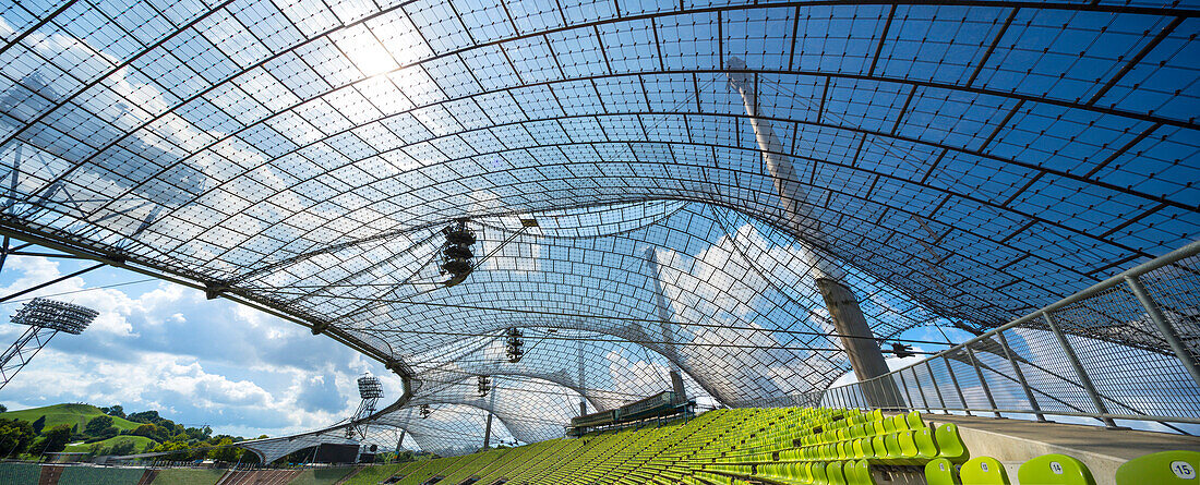 Zeltdach des Olympiastadions, München, Oberbayern, Bayern, Deutschland