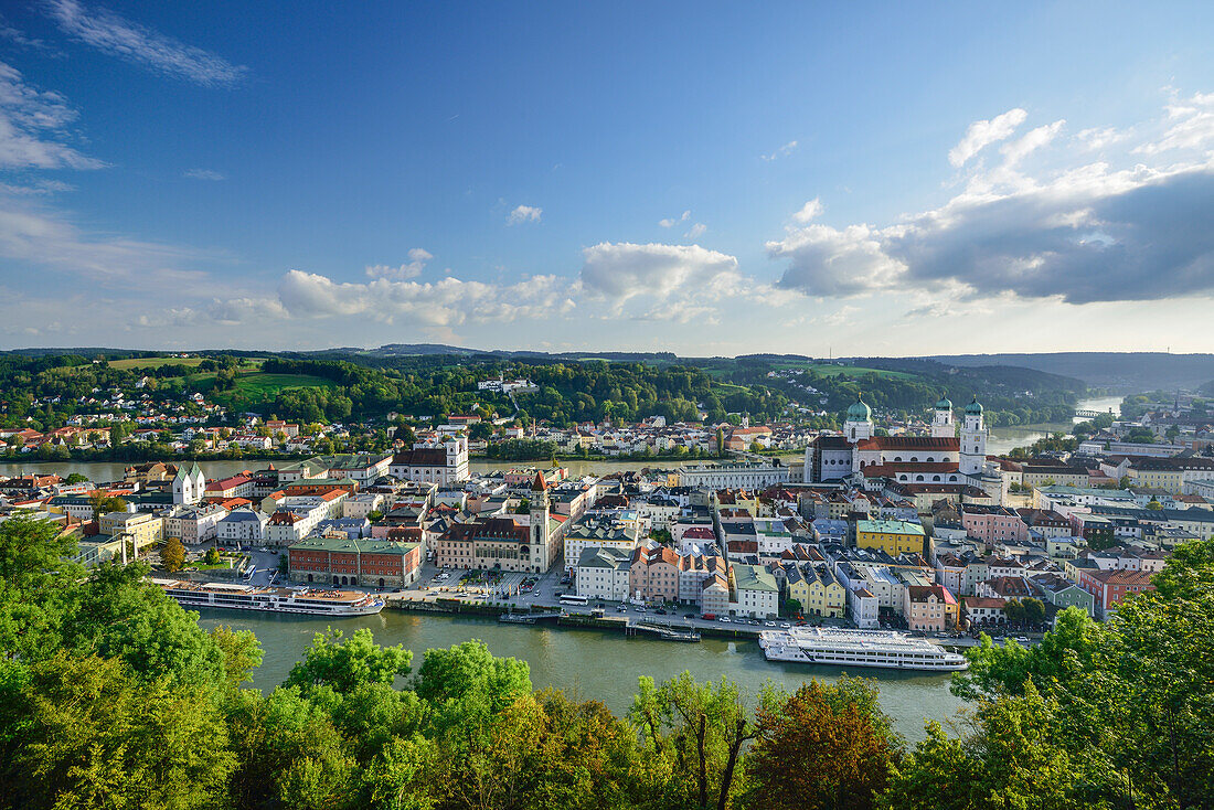 Old town with Danube river and Inn river, Passau, Lower Bavaria, Germany