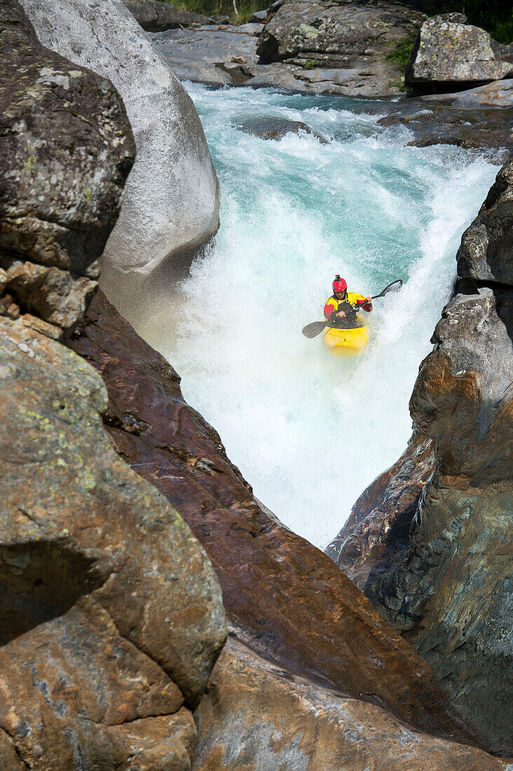 Waterfall on the river Verzasca, Ticino, Switzerland