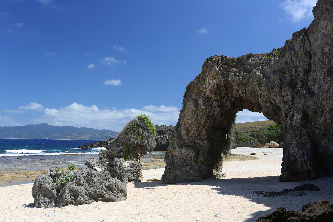 Nakabuang Beach, stone arch, Sabtang Island, Batanes, Philippines, Asia