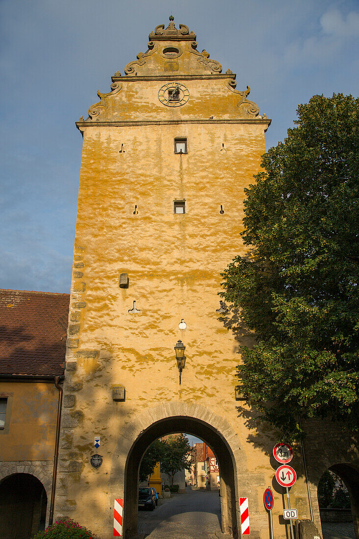 City gate tower, Frickenhausen, near Ochsenfurt, Franconia, Bavaria, Germany