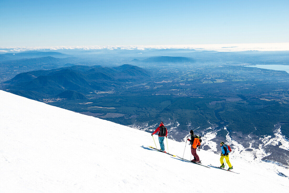 Skitour on vulcano Villarica, Pucon, Chile