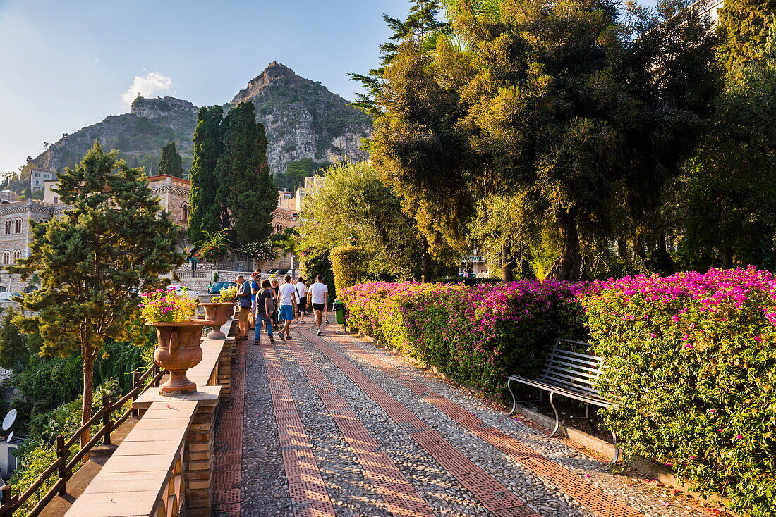 Taormina public gardens in Taormina, Sicily, Italy, Europe