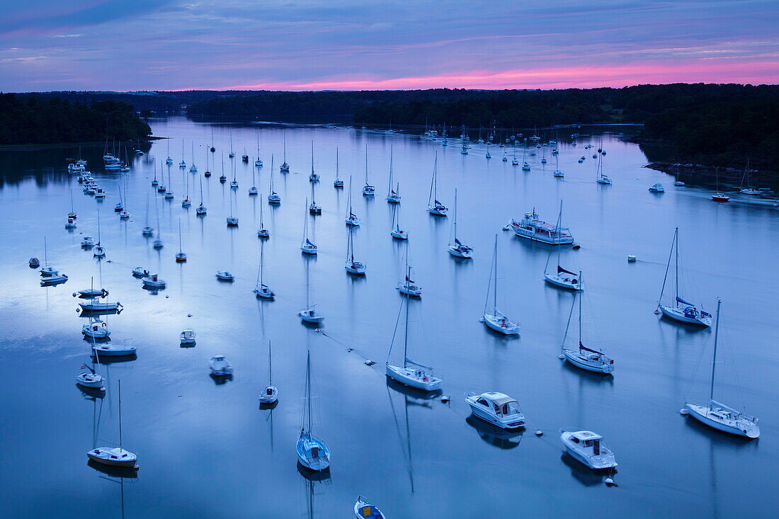 Sailing boats on the River Odet, Benodet, Finistere, Brittany, France, Europe