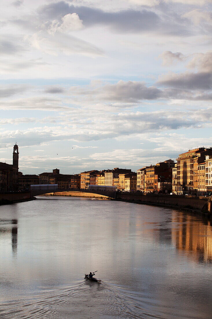 View of the River Arno, Pisa, Tuscany, Italy, Europe