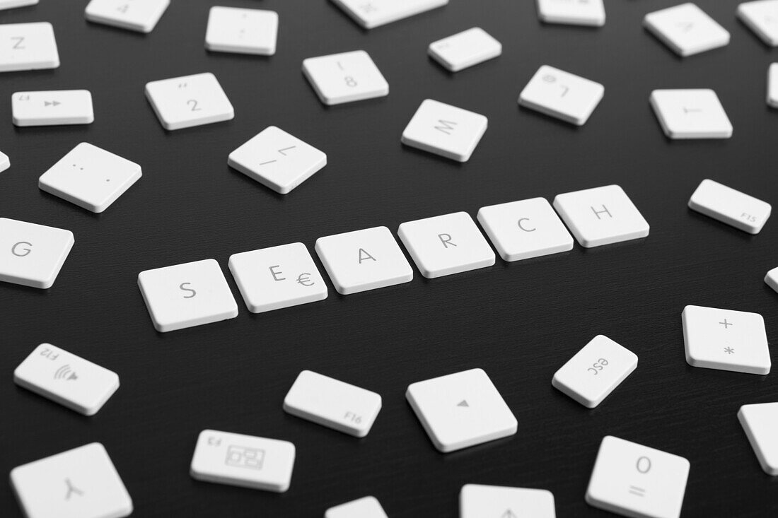 Computer keys spelling the word SEARCH