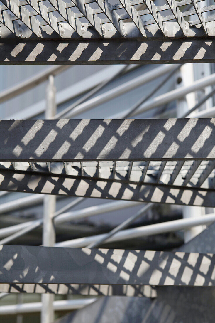 Steps from a metal staircase, close-up