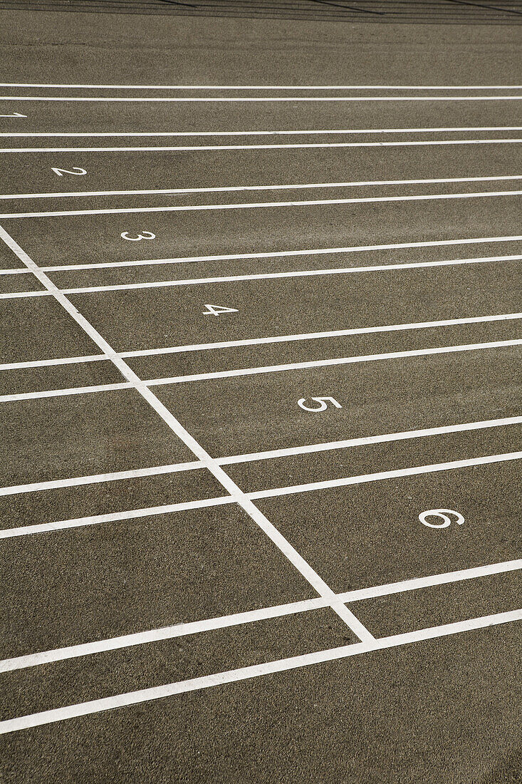 Numbered lanes on a track field