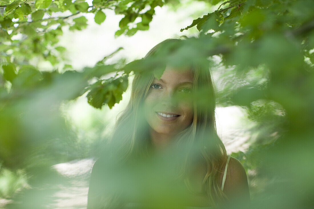 Young woman in nature, selective focus