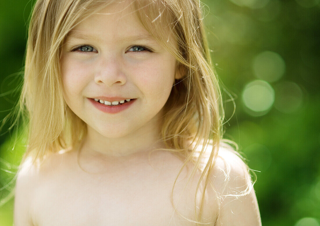 Little girl with bare shoulders, portrait