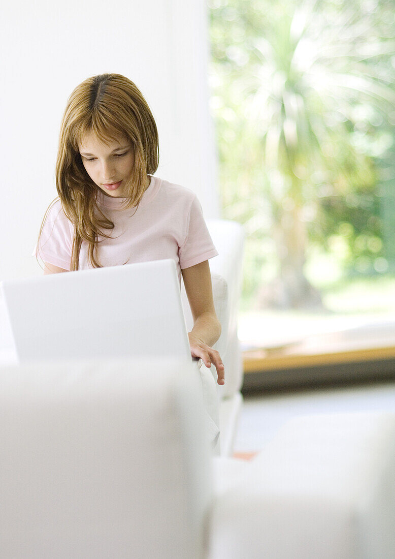 Girl using laptop