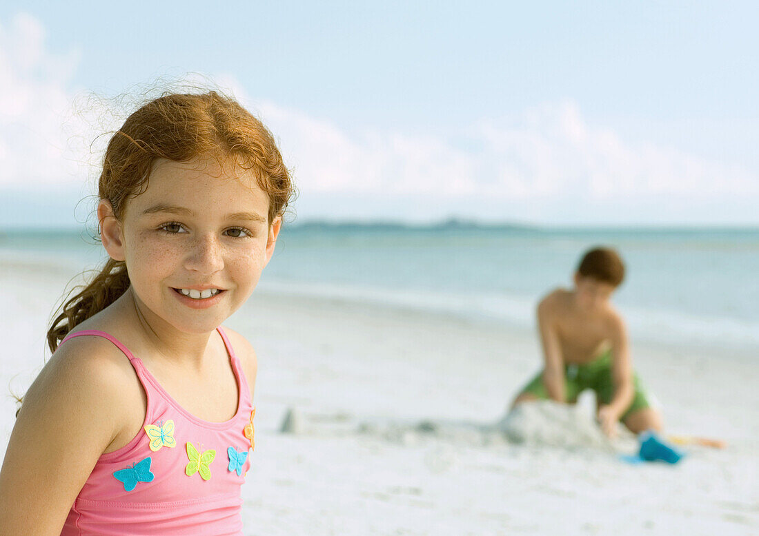 Girl smiling on beach