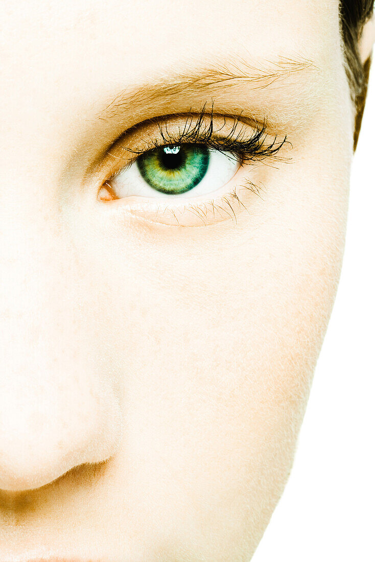 Teenage girl's face, extreme close-up