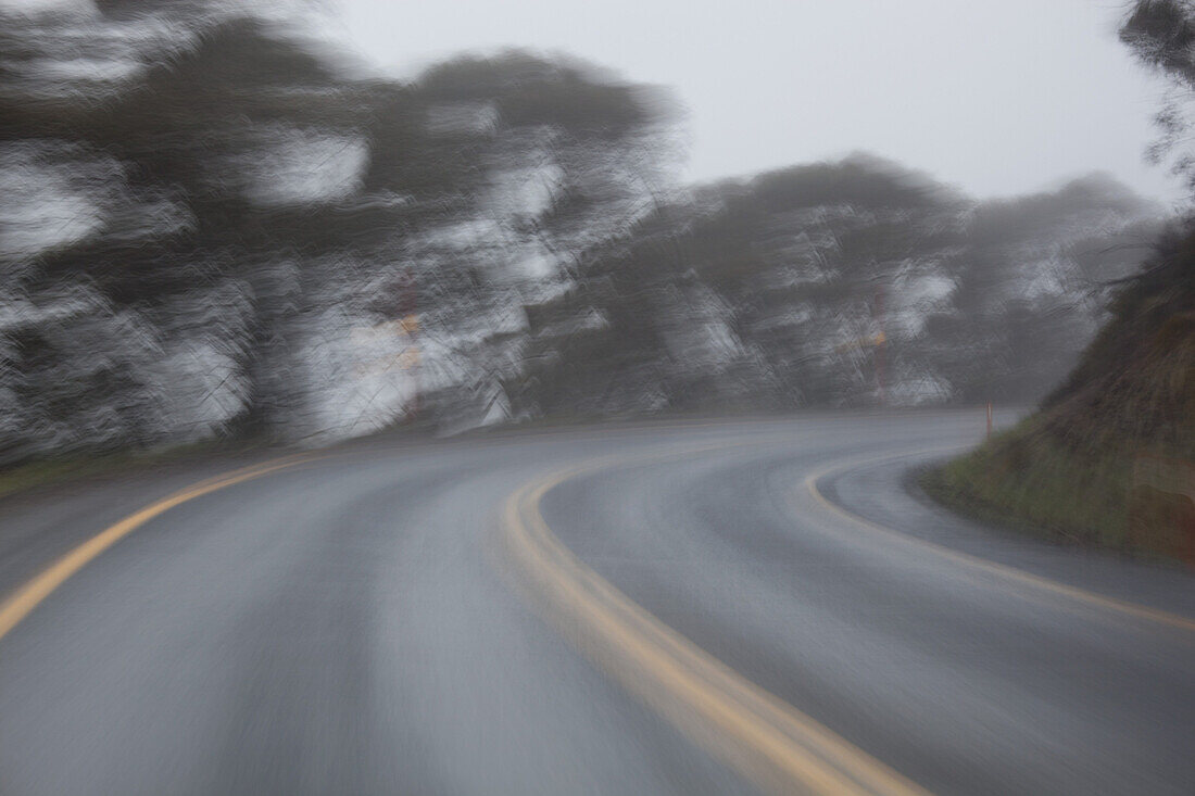 Blurred motion of empty road