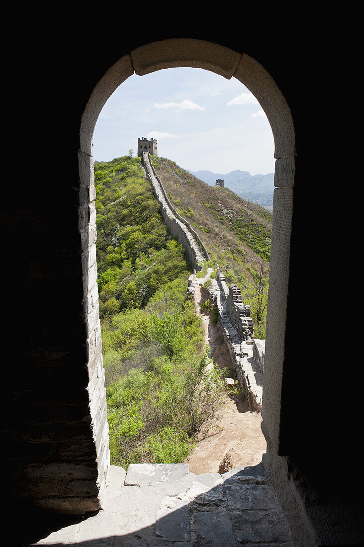 Great wall of China seen through arch