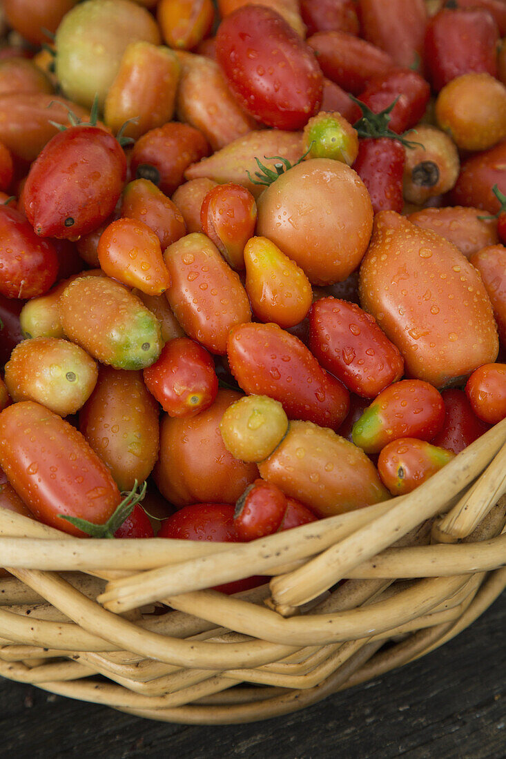 Close-up of fresh tomatoes in basket