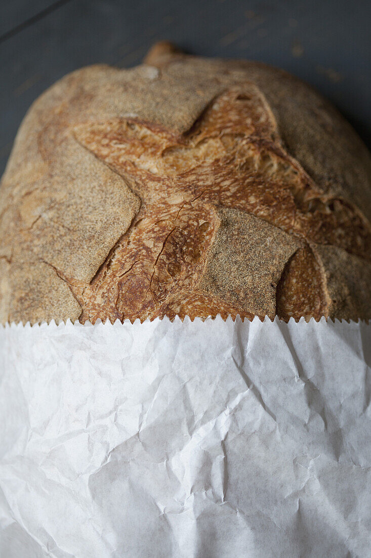 Loaf of bread in paper bag