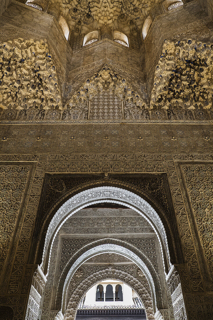 Low angle view of architectural detail in Toledo Cathedral, Toledo, Spain