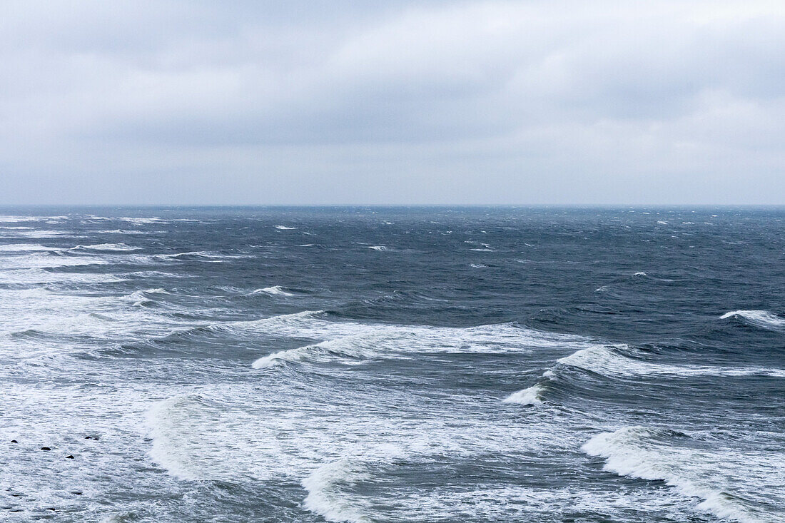 Waves on Baltic Sea against cloudy sky, Cape Arkona, Germany