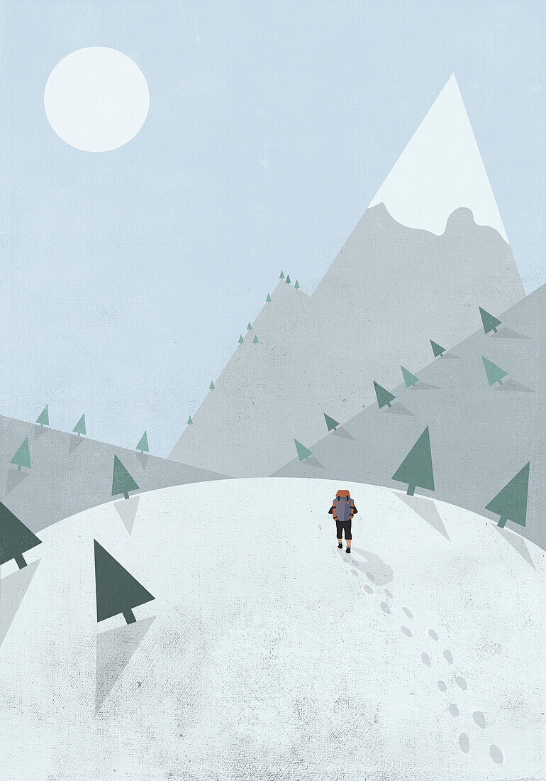 Illustrative image of person mountain climbing during winter