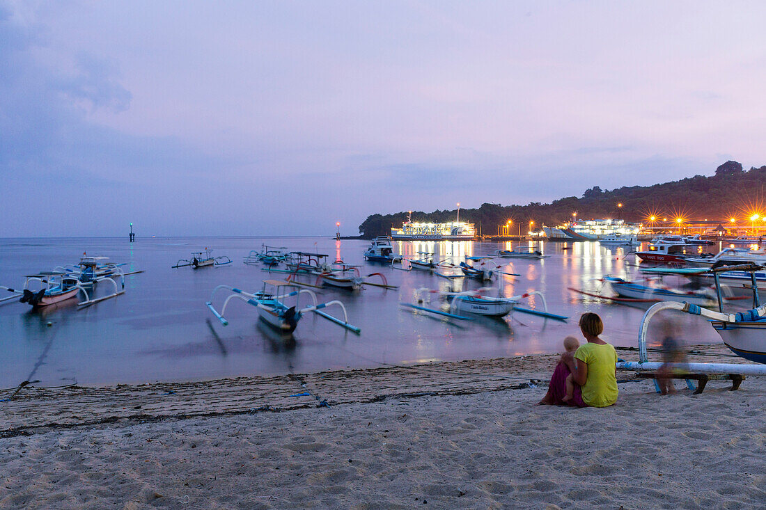 Fishing boats at beach of Padang Bay, Padangbai, Bali, Indonesia