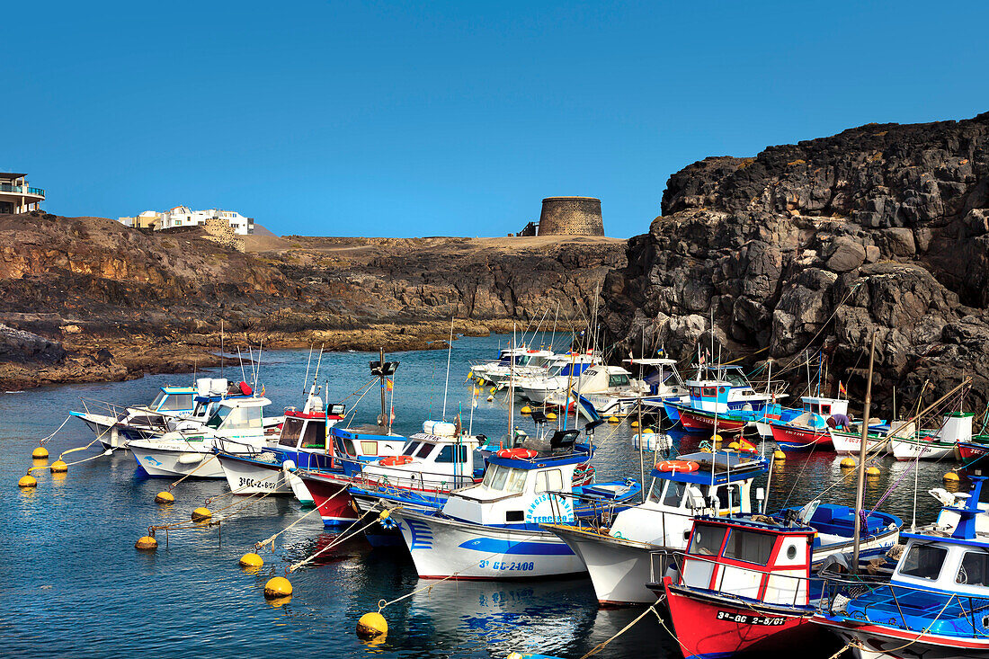 Harbour and fortified tower El Tolston, El Cotillo, Fuerteventura, Canary Islands, Spain