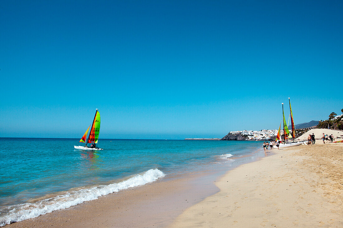 Catamarans on the beach, Morro Jable, Fuerteventura, Canary Islands, Spain