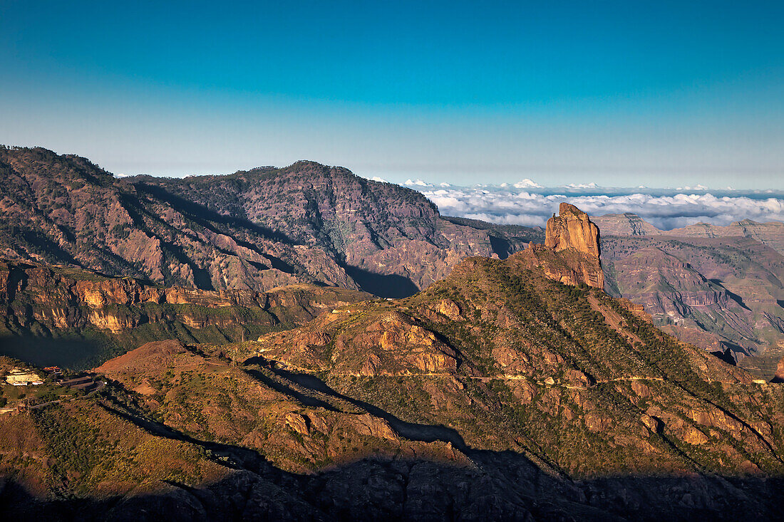View from Cruz de Tejeda to Roque Bentayga, Gran Canaria, Canary Islands, Spain