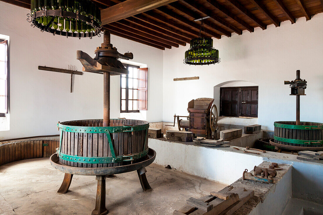 Old wine press, Bodegas Rubicon, wine region La Geria, Lanzarote, Canary Islands, Spain