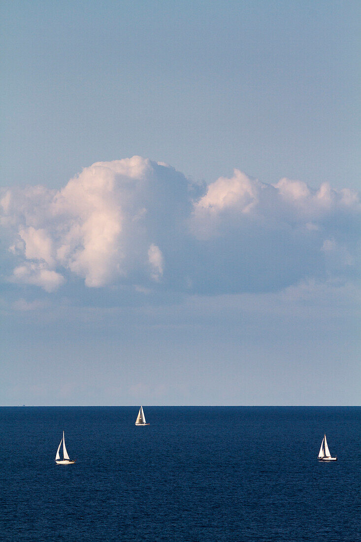 Sailings boats, Schwedeneck, Baltic sea, Daenischer Wohld, Rendsburg-Eckernfoerde, Schleswig-Holstein, Germany