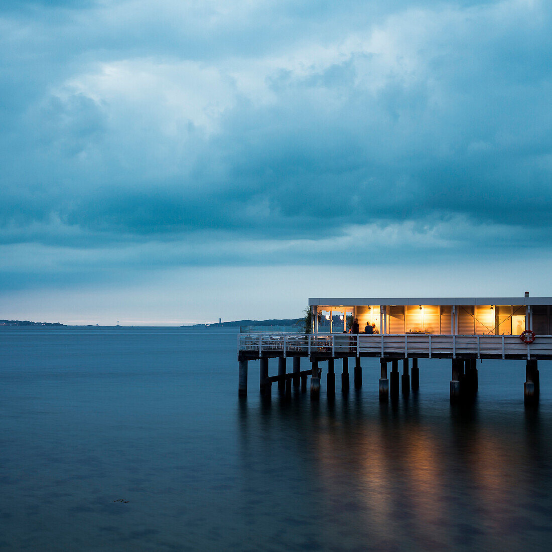 Seebar in the evening, Kiellinie, Kiel Fjord, Baltic Sea, Kiel, Schleswig-Holstein, Germany