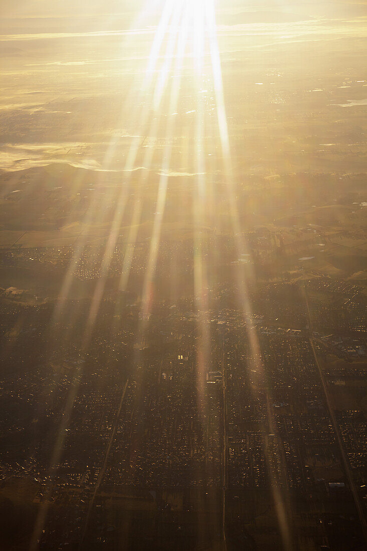 Sunbeams shining down on Melbourne, Australia