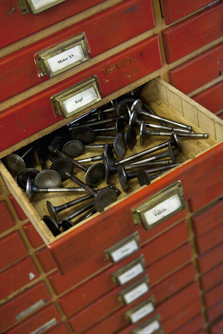 Drawer of motorcycle valves