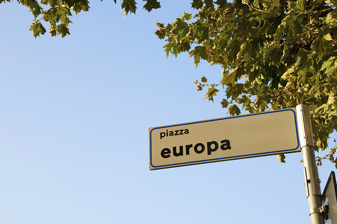 Sign for Europa piazza