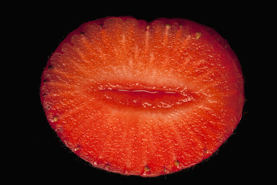 A suggestively shaped cross section of a strawberry