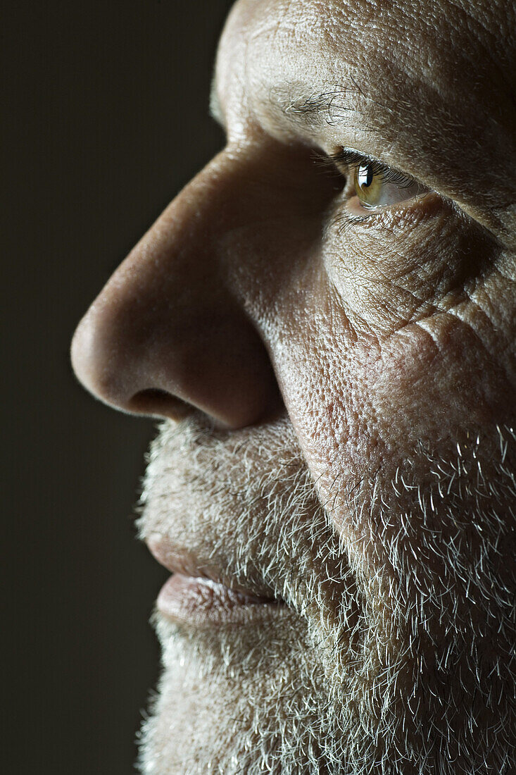 Side view of a mature man