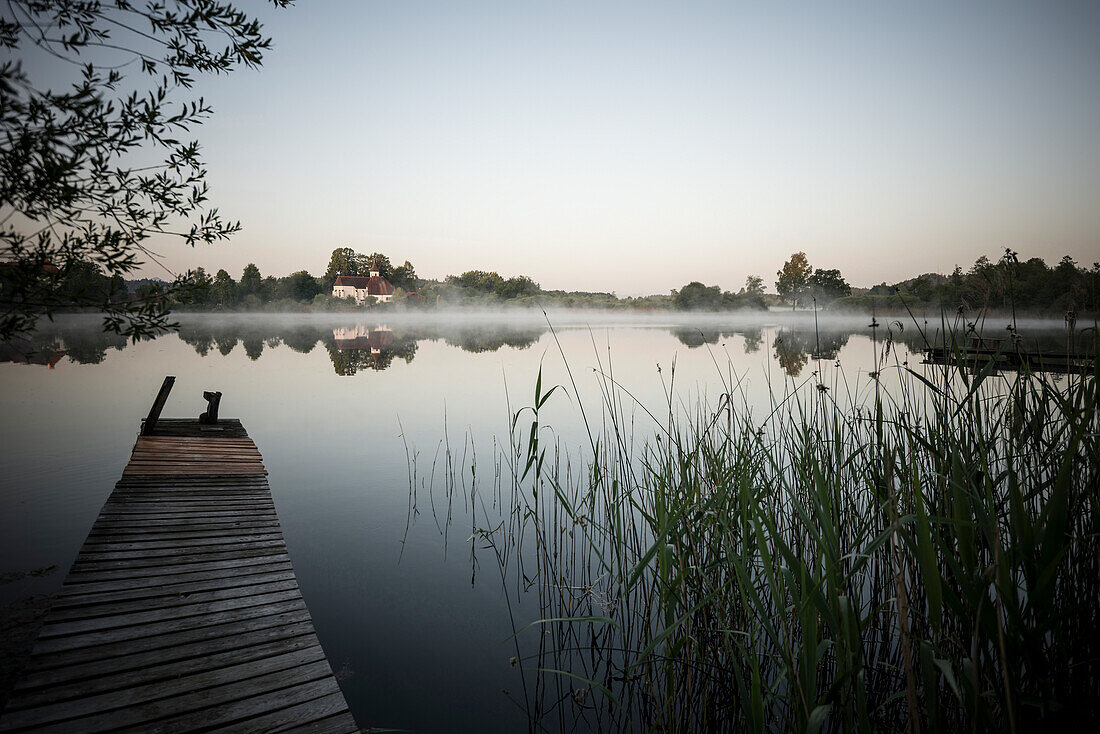 Lake Seeon, Seeon-Seebruck, Chiemgau, Upper Bavaria, Bavaria, Germany